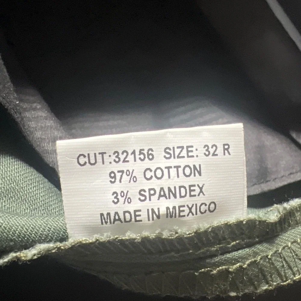 New Berle Modern Fit Chinos Dress Pants Olive Green Cotton Blend Mens 32W 32R